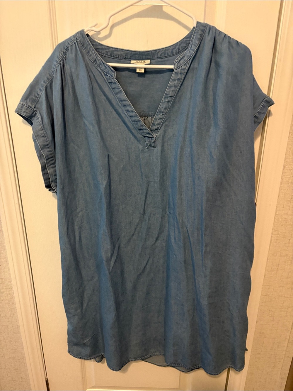 a.n.a Blue Denim-Style V-Neck Midi Dress